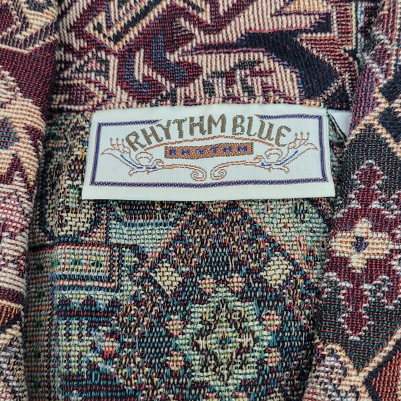 Vintage Rhythm Blues Abstract Tapestry Woven Sleeveless Vest Size Large - Picture 10 of 10